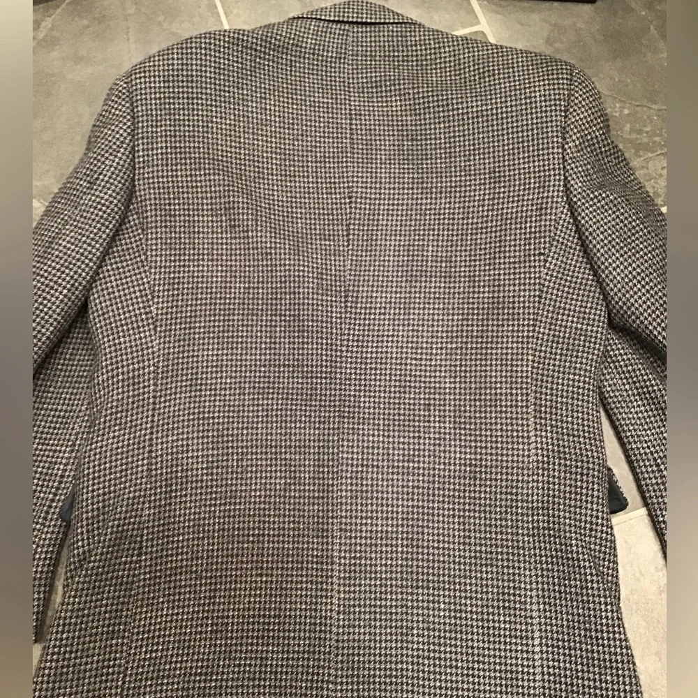 Vintage Houndstooth Silk Blazer Checkered Suit Jacket Plaid Sports Coat 42R - Picture 11 of 16